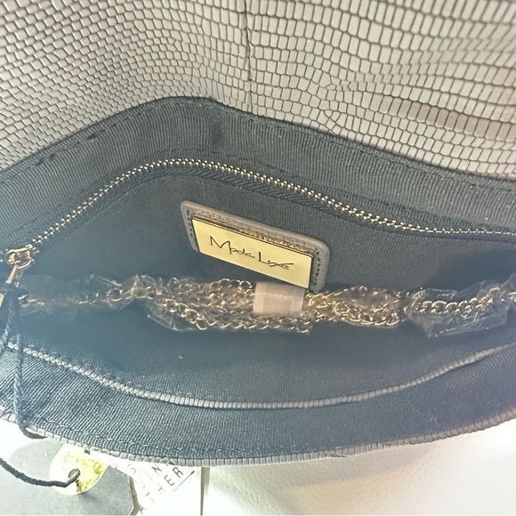 WOMEN’S NEW MODA LUXE LEATHER CARA CROSSBODY CLUTCH BAG GREY - Picture 12 of 12